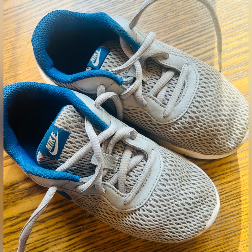 Nike Kids Mesh Sneakers in Gray and Blue 13C